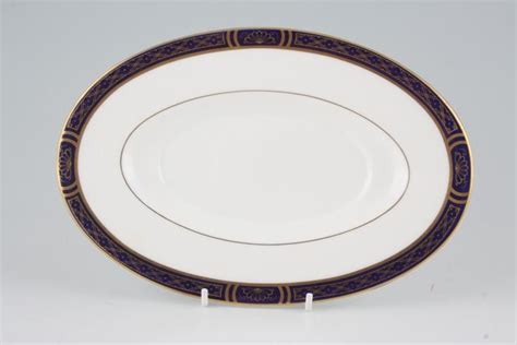 Royal Worcester Mountbatten Cobalt Blue Gold Edge Sauce Boat Stand