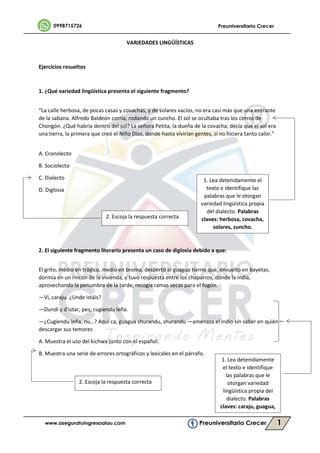 Ejercicios Propuestos Variedad Liguistica Pdf Descarga Gratuita