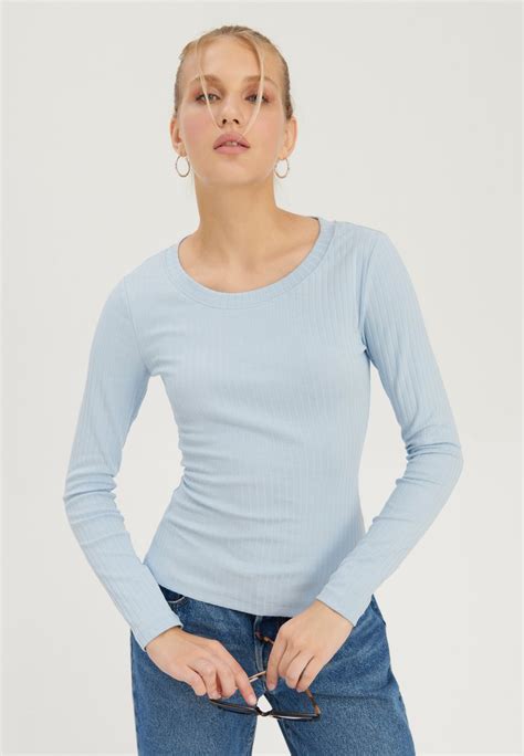 Evenandodd Langarmshirt Light Blue Hellblau Zalando Ch