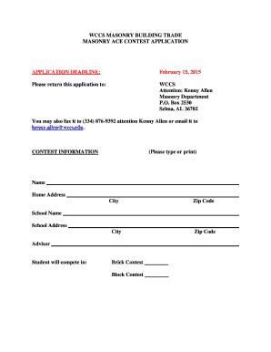 Wccs Masonry Building Trade Masonry Ace Contest Fill And Sign