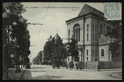 Clichy La Garenne La Nouvelle Eglise Et Le Boulevard National Carte