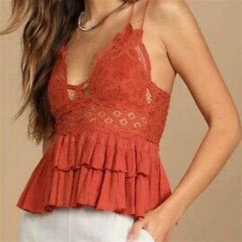 Free People Tops New Free People Adella Crochet Lace Ruffled Cami