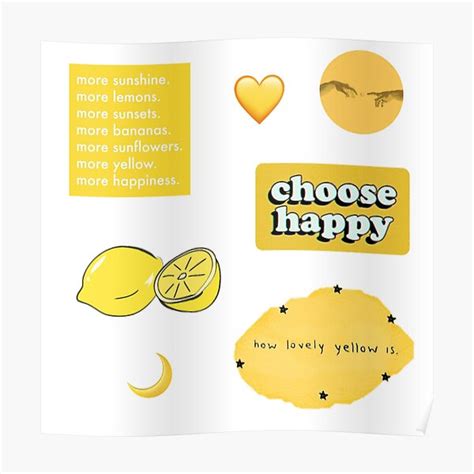 Yellow Aesthetic Sticker Set Poster By Aesthetics4you Redbubble