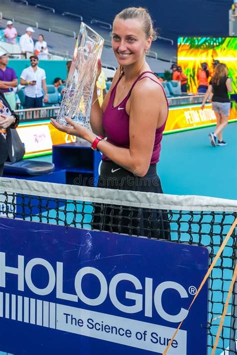 Petra Kvitova Of Czech Republic Poses With The Trophy After Victory In