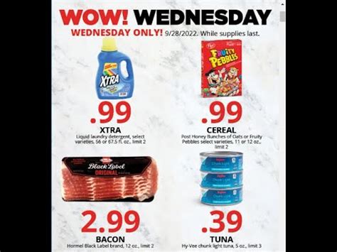 Hy Vee WOW Wednesday Xtra Cereal Bacon Tuna Super Hot Deal