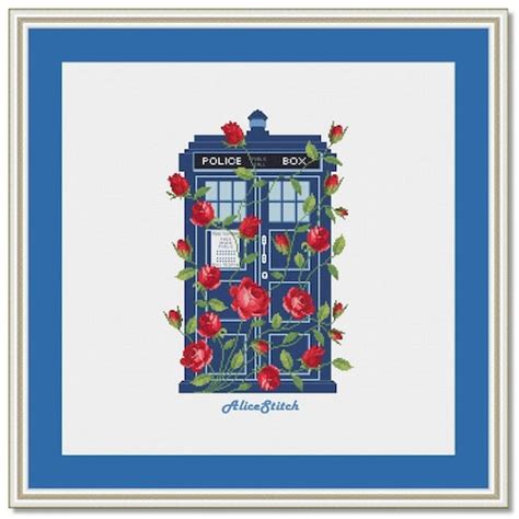 Doctor Who Cross Stitch Pattern Watercolor Tardis Pdf Instant Etsy