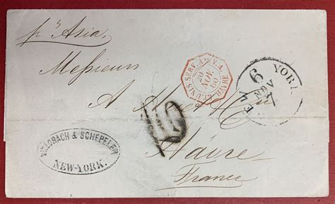 U S Stampless Transatlantic Cover From New York Via Liverpool