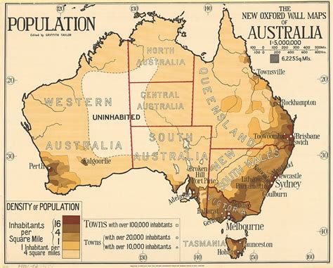 Population Map Of Australia C 1920 Only 4 Cities With A Pop Over 100k