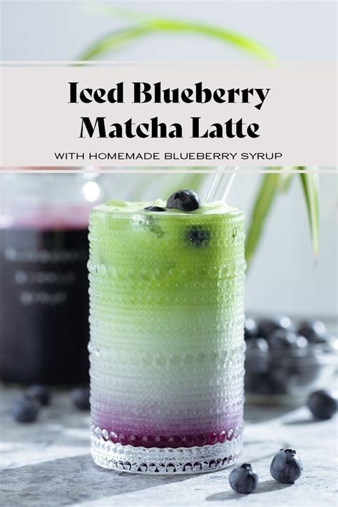 Iced Blueberry Matcha Latte With Homemade Blueberry Syrup Is The