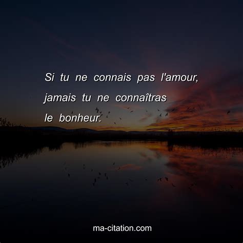 Si Tu Ne Connais Pas L Amour Jamais Tu Ne Conna Tras Le Bonheur Ma