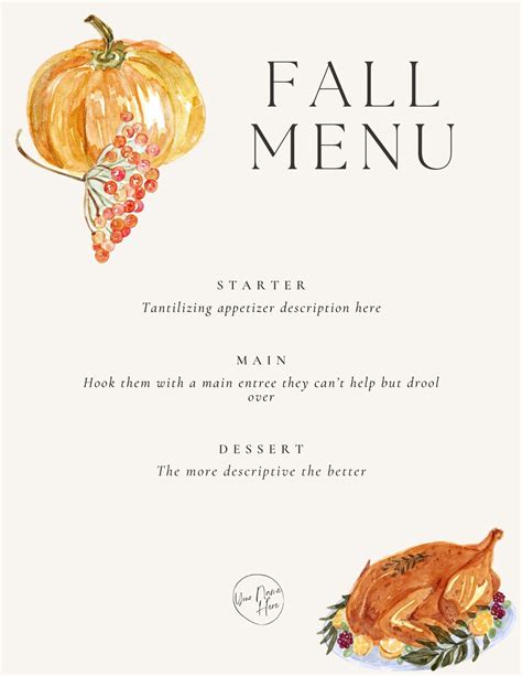 Editable Fall Menu Template Etsy