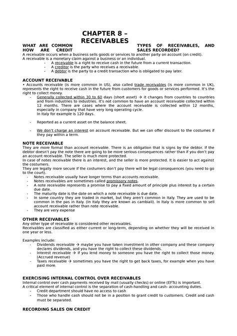 Chapter Receivables What Are Common Types Of Receivables And How