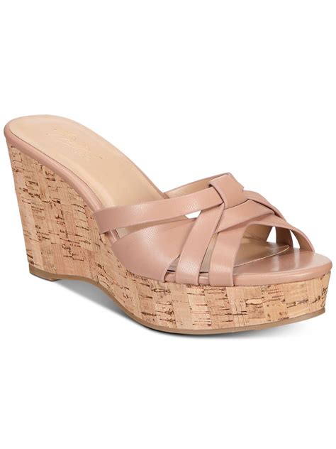 Thalia Sodi Womens Beige Platform Cork Wedge Cushioned Woven