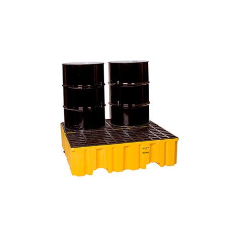 Eagle 1640 4 Drum Spill Containment Pallet - Yellow with Drain ...