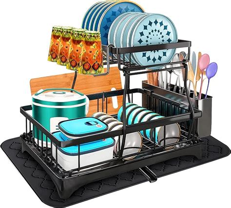 Amazon Baverlyblue Dish Drying Rack With Drainboard Tier Dish