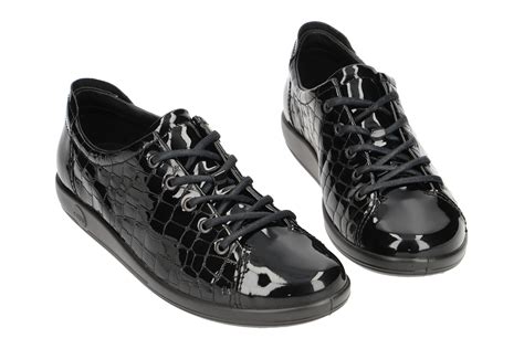 Ecco Soft Schuhe Schwarz Croco Lack Schuhhaus Strauch Shop