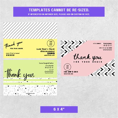 6x4 Thank You Card Template Custom Small Business Thank You Card DIY ...