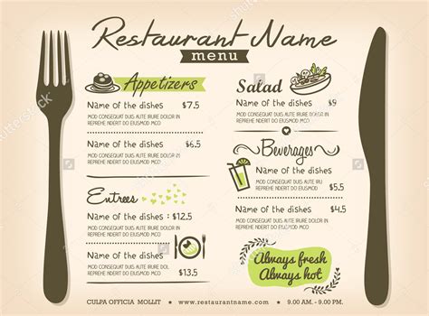 Restaurant Menu Layout