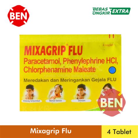 Jual Mixagrip Flu 1 Strip 4 Tablet Kaplet Kuning Obat Flu Bersin