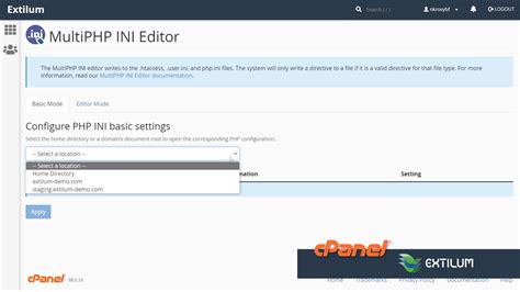 Multiphp Ini Editor In Cpanel Basic Mode Extilum Knowledgebase