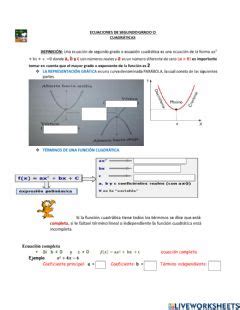 Funcion Cuadr Tica Worksheets And Online Exercises