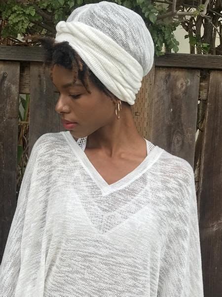 Kundalini White Crochet Turban Scarf Yoga Journal Venius White