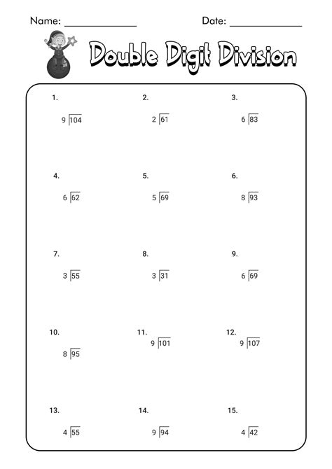 One Digit Division Worksheets Printable Word Searches