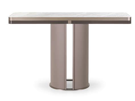 Zero Rectangular Marble And Leather Console Table By Turri Design