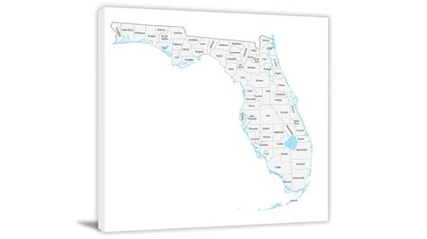 Florida Counties Map 2022 Canvas Wrap