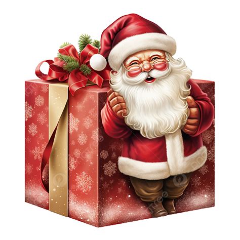 Santa Claus Gift Box With Transparent Background Transparent Santa