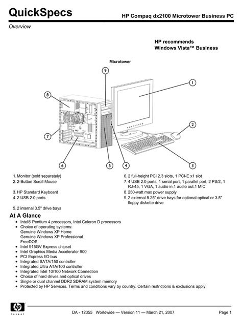 Hp Compaq Dx2100 Microtower Business Pc Anida