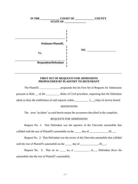 Defendant S Request For Admissions To Plaintiff Fill Out Sign Online