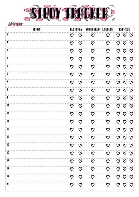 Seguimiento De Estudio Study Tracker Kineapuntes De Noni Udocz