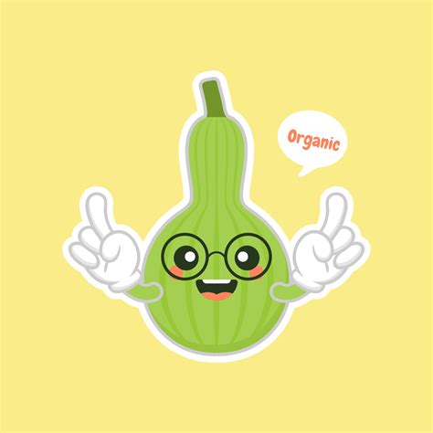 Calabash or Lagenaria siceraria , also known as bottle gourd cartoon character flat design ...