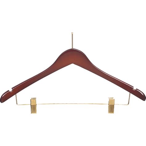 International Hanger Walnut Wood Combo Hanger W Clips Notches X