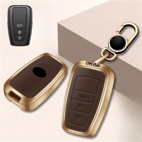 Zinc Alloy Leather Car Key Case Cover For Toyota RAV4 Avalon Highlander