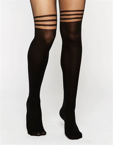 Asos 3 Stripe Over The Knee Tights With Support At Giày Nữ