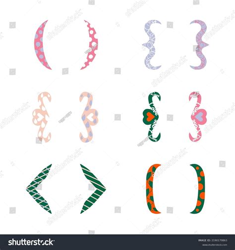 6 Colorful Curly Braces Isolated On Stock Vector (Royalty Free ...