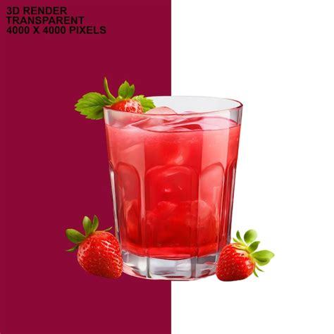 Premium PSD Strawberry Juice Transparent Background