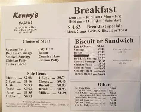 Kenny's Cafe Menu | Forest Park, GA | Checkle