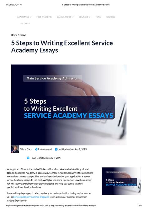 5 Steps To Writing Excellent Service Academy Essays Home Essays