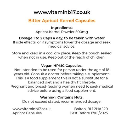 Vitamin B Uk Bitter Apricot Kernel Seeds Amygdalin Laetrile