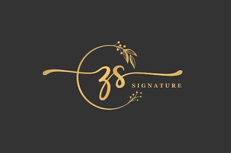 Luxuri Ses Signatur Initial Zs Logo Design Isoliertes Blatt Und Blume