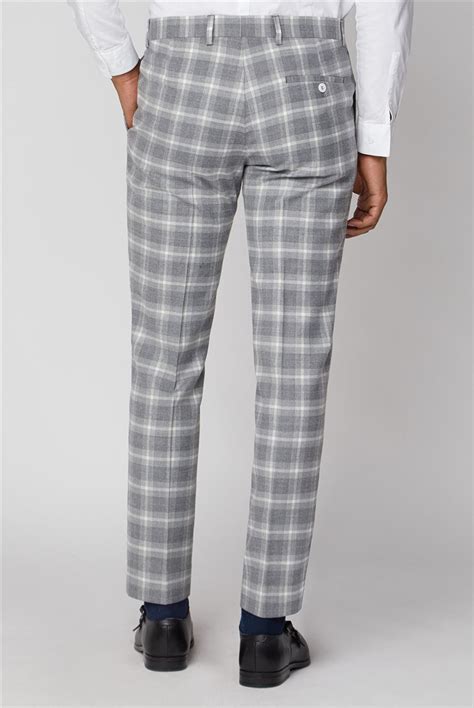 Limehaus Men S Grey Checked Slim Fit Trousers Suit Direct