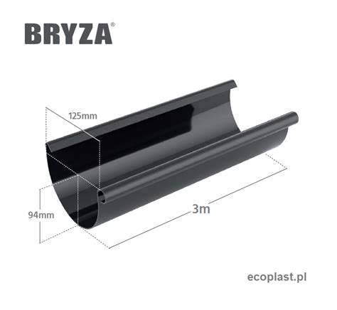 BRYZA PVC Czarny Rynna 125mm 3m ECOPLAST