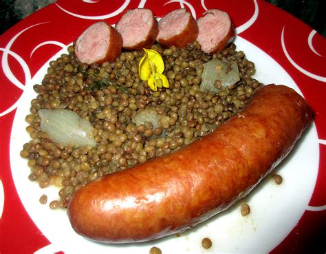 Saucisse De Montb Liard Et Lentilles De Cilaos