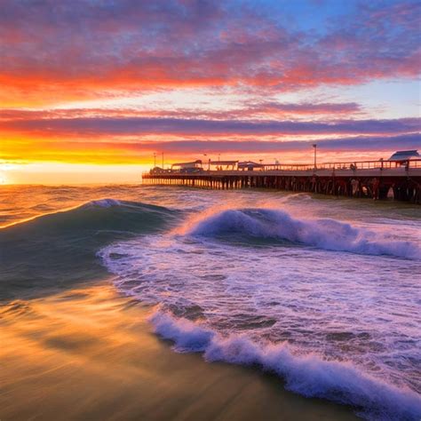 Premium Photo Sunset And Wave Flow In New Brighton Pier Christchurch