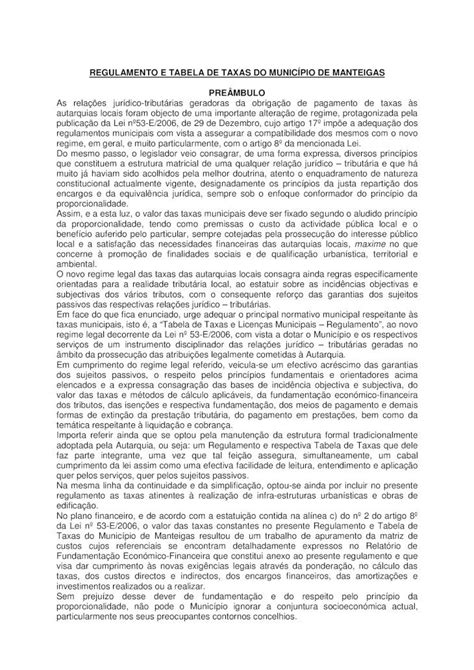 Pdf Regulamento E Tabela De Taxas Do Munic Pio De Regulamento E