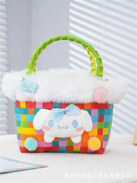 Sanrio Pe Woven Handbag Cinnamoroll Kuromi Melody Handbags High