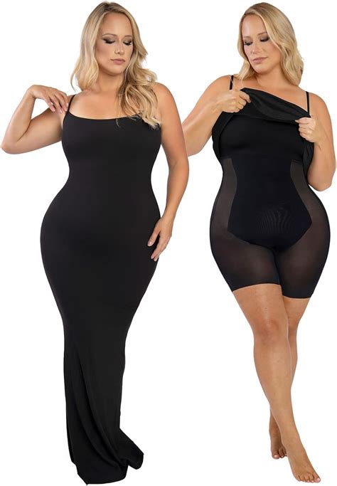 Popilush Shaper Dress Bodycon Maxi/Mini Built In Shapewear Bra 8 In 1 Women Lounge Long/Short ...